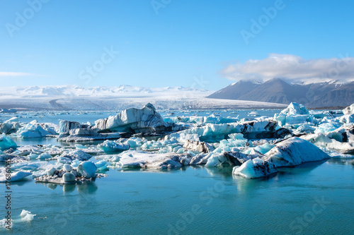 View of melting down glacier due to global warming