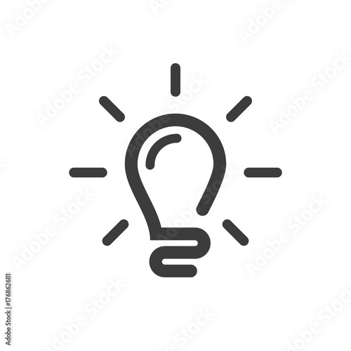 Light Bulb line icon vector, isolated on white background. Idea sign, solution, thinking concept. Lighting Electric lamp. Electricity, shine. Trendy Flat style for graphic design, Web site.