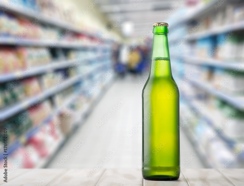 A bottle of beer on the table