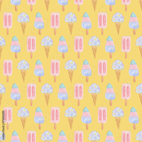 Unicorn collection. Watercolor seamless pattern. Party decoration