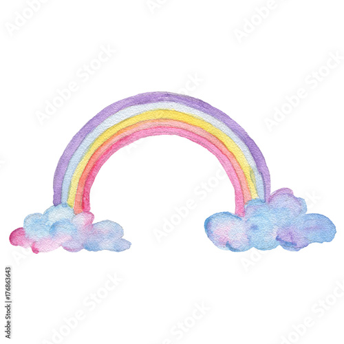 Rainbow. Watercolor object. Party decoration set