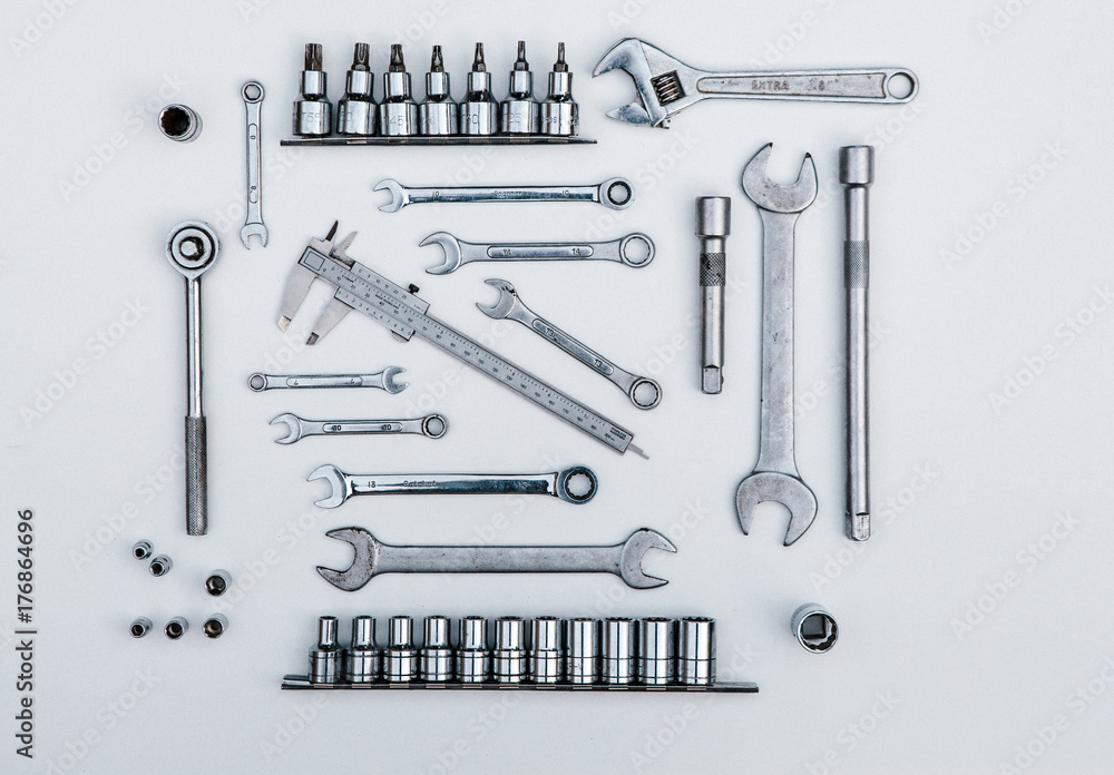 A collection of ratchets, spanners and sockets A collection of ratchets, spanners and sockets
