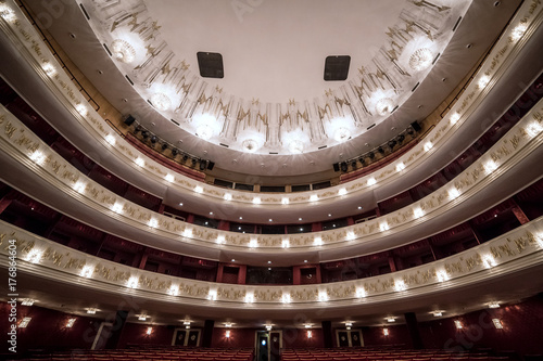 Auditorium with full lighting in a great theatre