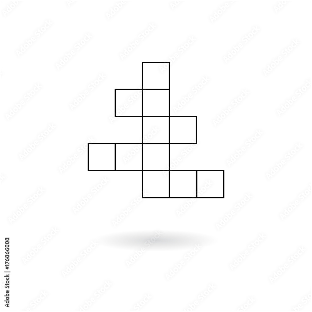 Empty crossword with shadow. Simple vector icon