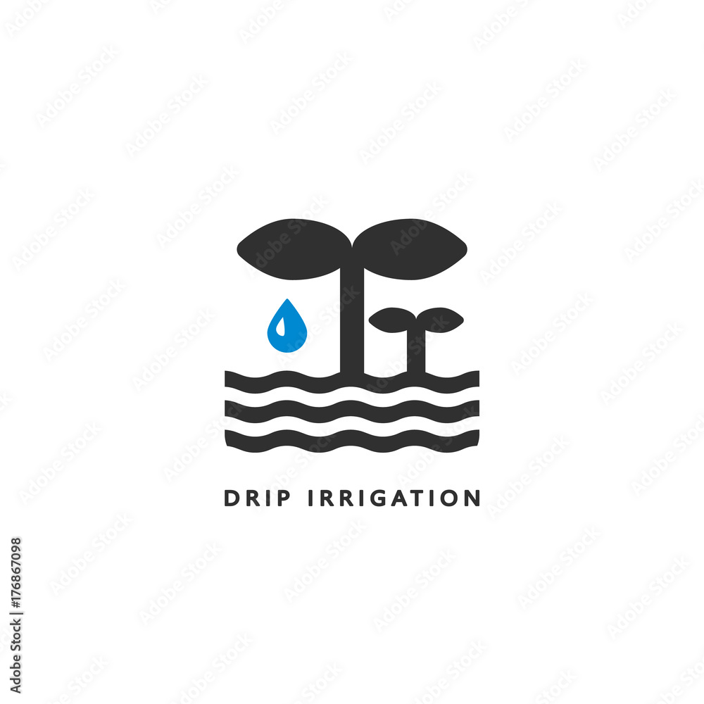 Vector icon of drip irrigation. A simple clean symbol. Logo for hydroponics, sprinkler and other types of irrigation. Vector icon of drip irrigation. A simple clean symbol. Logo for hydroponics, sprinkler and other types of irrigation.