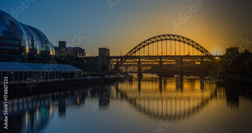 Newcastle-upon-Tyne Bridges and Sage Centre at Sunset