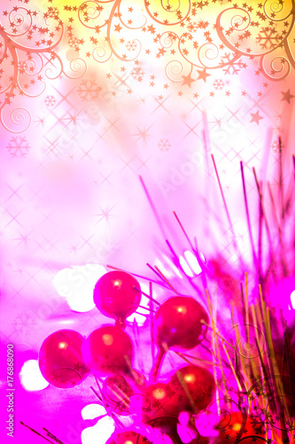 Beautiful Christmas decoration close up. Abstract background with bokeh lights. photo