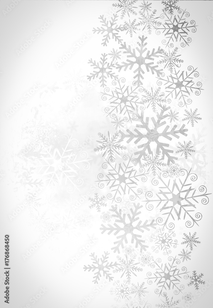 Christmas background with silver snowflakes on white Christmas background with silver snowflakes on white