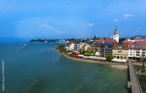 View from the mole tower over Friedrichshafen at Lake Constance - Friedrichshafen, Lake Constance, Baden-Wuerttemberg, Germany, Europe