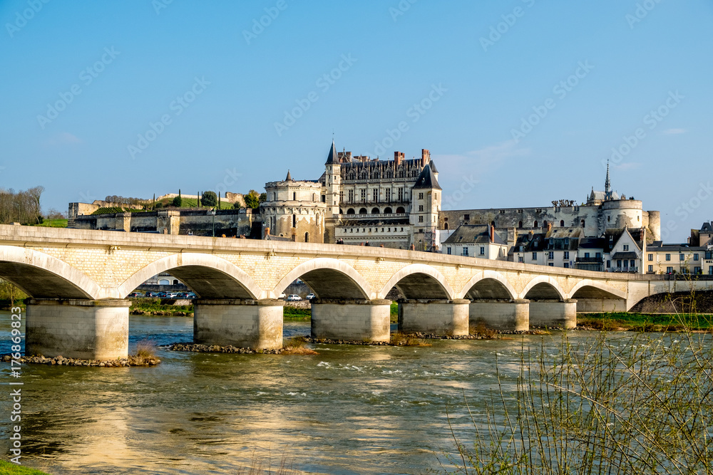 Obraz premium Amboise castle near Loire river at sunset, France