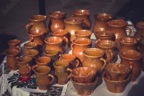 Brown clay pottery ceramics