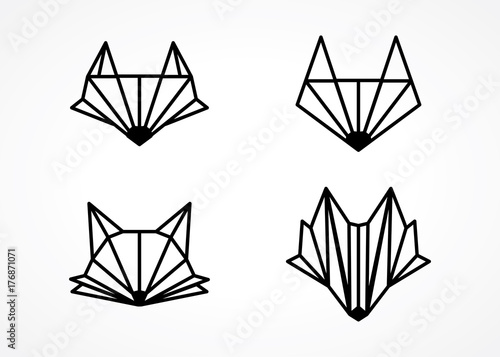 modern line style fox head logo design