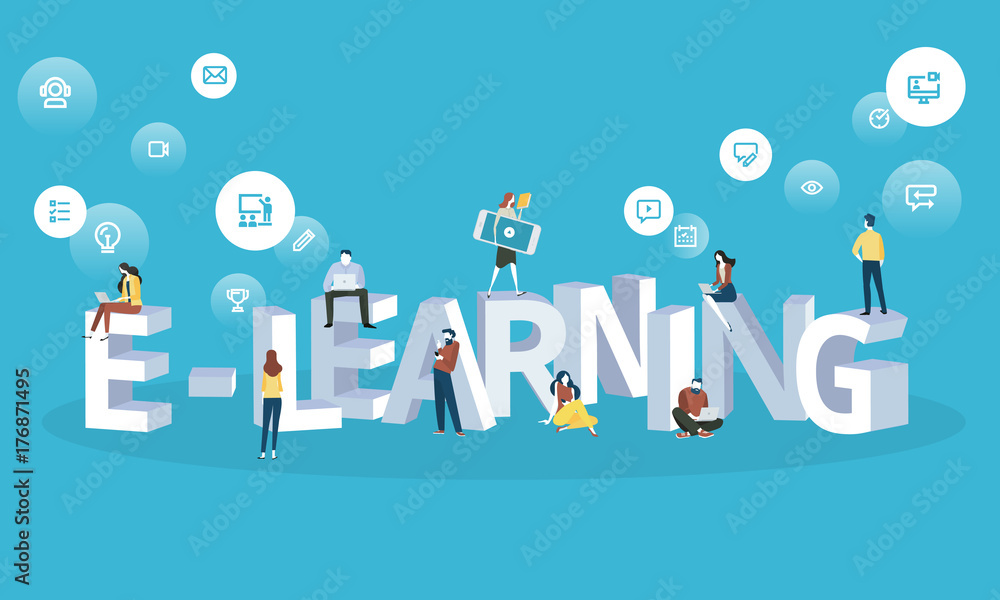 Flat design style web banner for e-learning, distance education, online ...