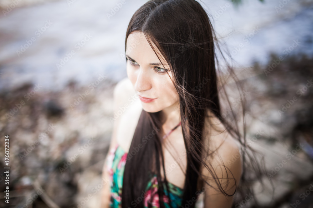 Beautiful woman with dark brown hair Beautiful woman with dark brown hair