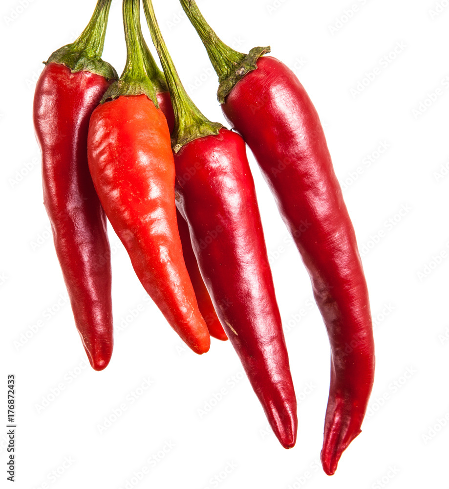 red bitter peppers. isolated on white background
