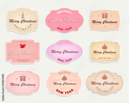 christmas label pastel shades, set © altadi