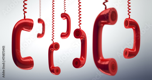 Obraz na płótnie Rote hängende Telefonhörer - 2