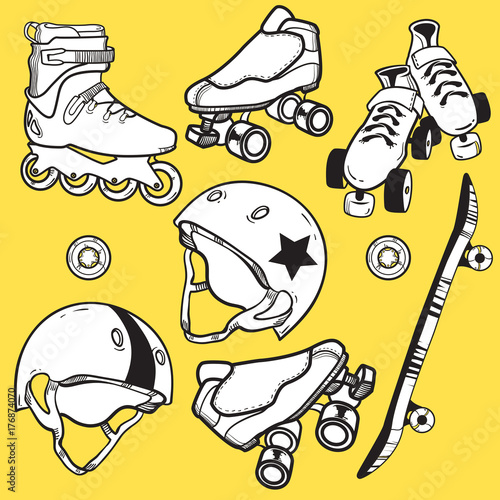 Summer outdoor activities sport equipment icons collection with 