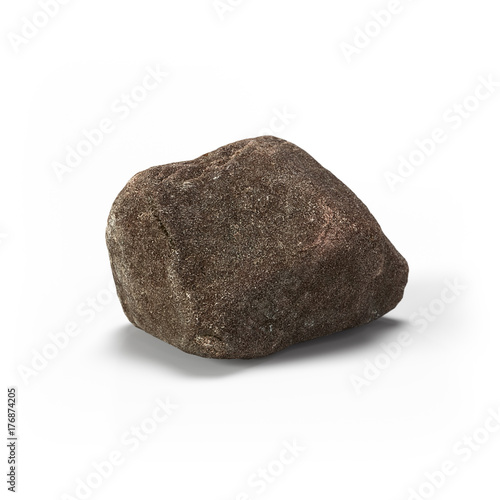 Large rock stone isolated on a white background 3d rendering
