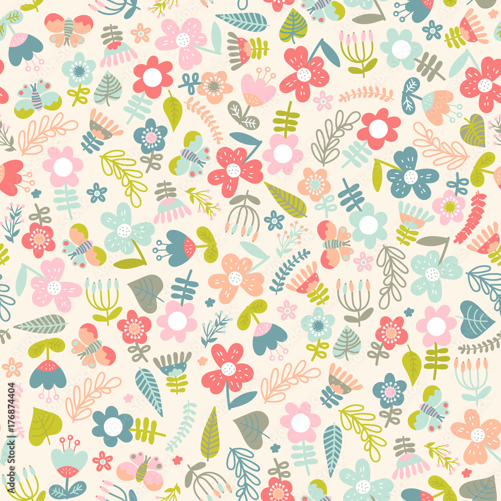 Seamless pattern with doodle flowers Seamless pattern with doodle flowers