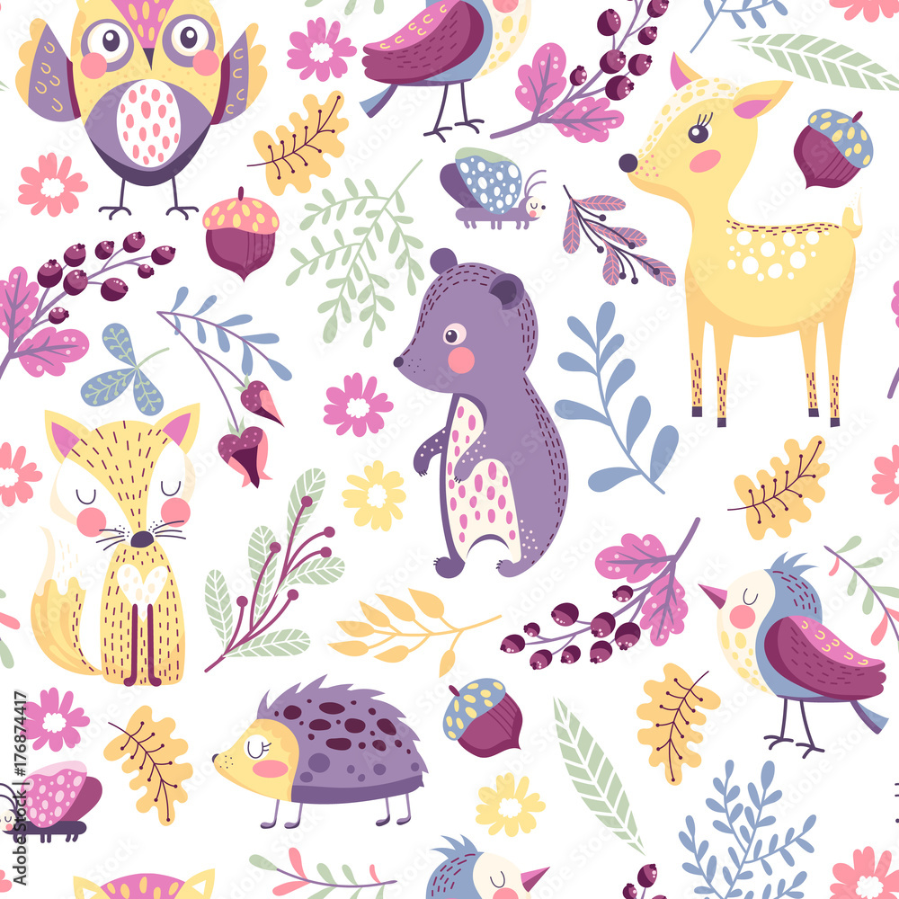 Seamless pattern with forest animals Seamless pattern with forest animals
