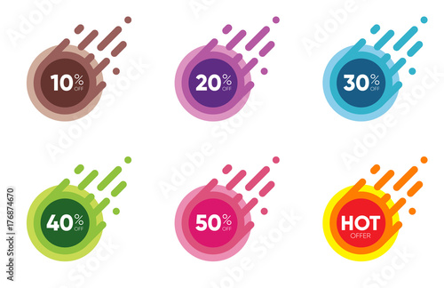 Set of Sale Discount Banners. Special offer labels. Flat designed Sticker Illustrations