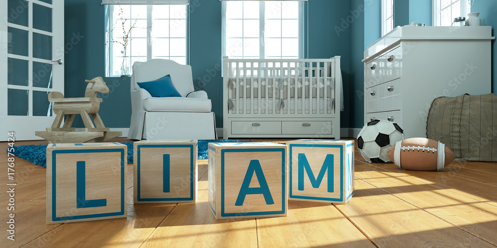 Naklejka premium Name Liam Würfel
