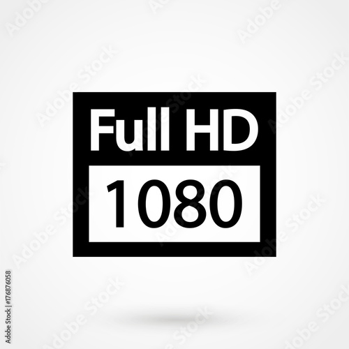 Silver Full HD emblem on the white background. Vector illustration.