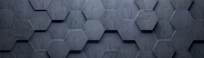 Papier peint photo Couloir et Hall Texture béton hexagonale large grise  © Vidady