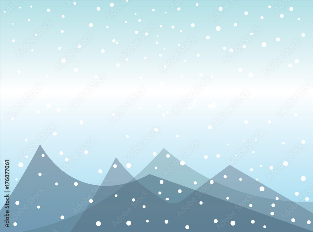 Snow falling on mountains, vector Snow falling on mountains, vector