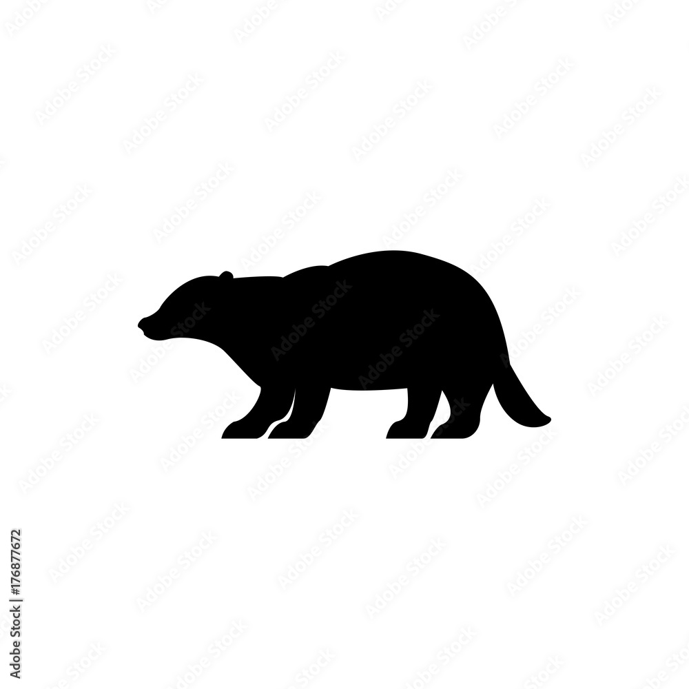 Fototapeta premium Vector badger silhouette view side for retro logos, emblems, badges, labels template vintage design element. Isolated on white background