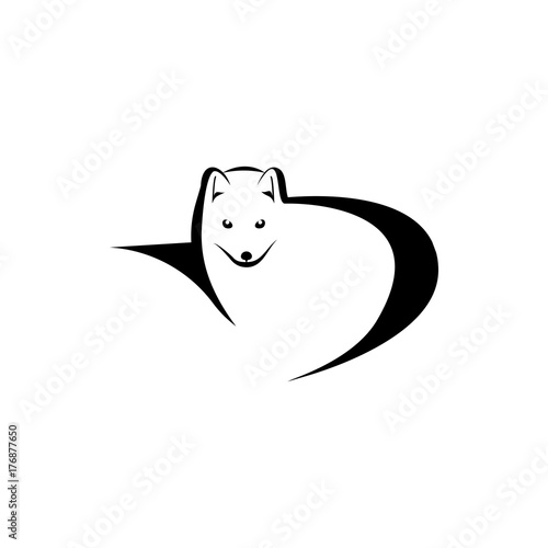 Vector arctic fox silhouette view side for retro logos, emblems, badges, labels template vintage design element. Isolated on white background