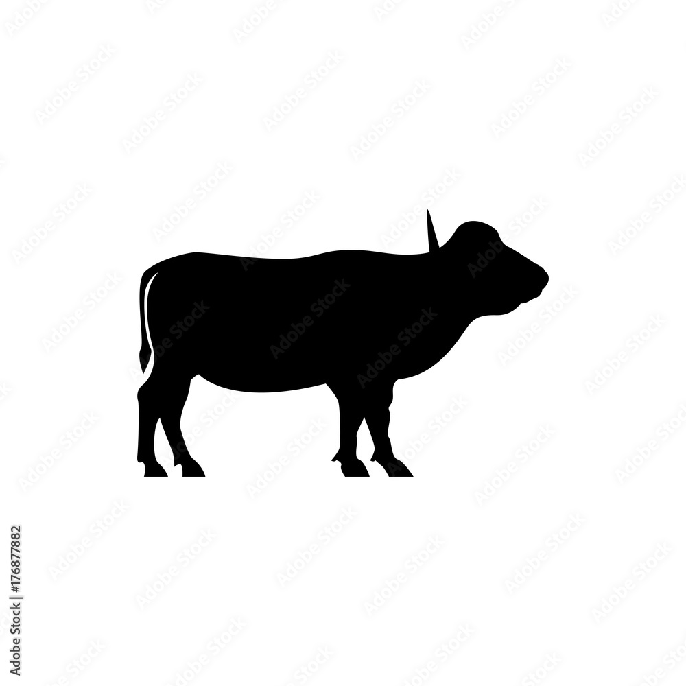 Obraz premium Vector african buffalo silhouette view side for retro logos, emblems, badges, labels template vintage design element. Isolated on white background
