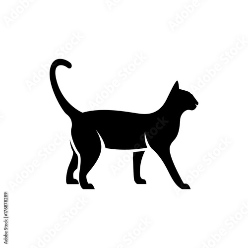 Vector cat silhouette view side for retro logos  emblems  badges  labels template vintage design element. Isolated on white background