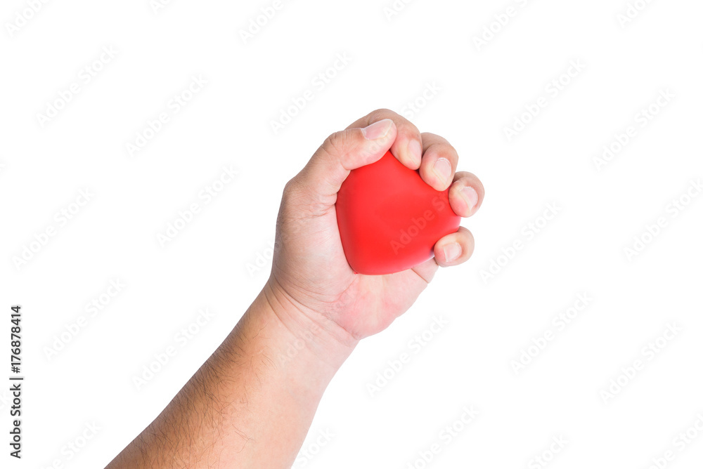 The concept of love or health, with a red heart on hand. To express love or health care media.on white background or isolated The concept of love or health, with a red heart on hand. To express love or health care media.on white background or isolated