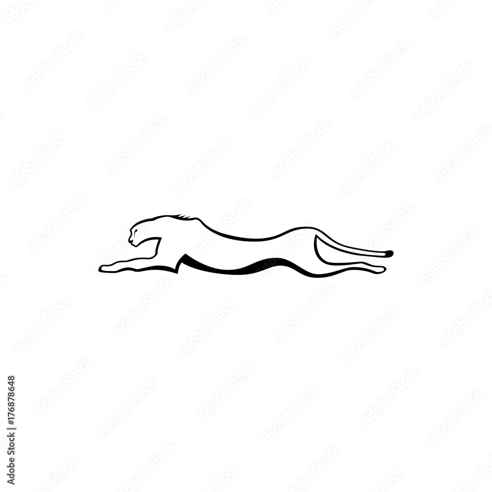 Fototapeta premium Vector cheetah silhouette view side for retro logos, emblems, badges, labels template vintage design element. Isolated on white background