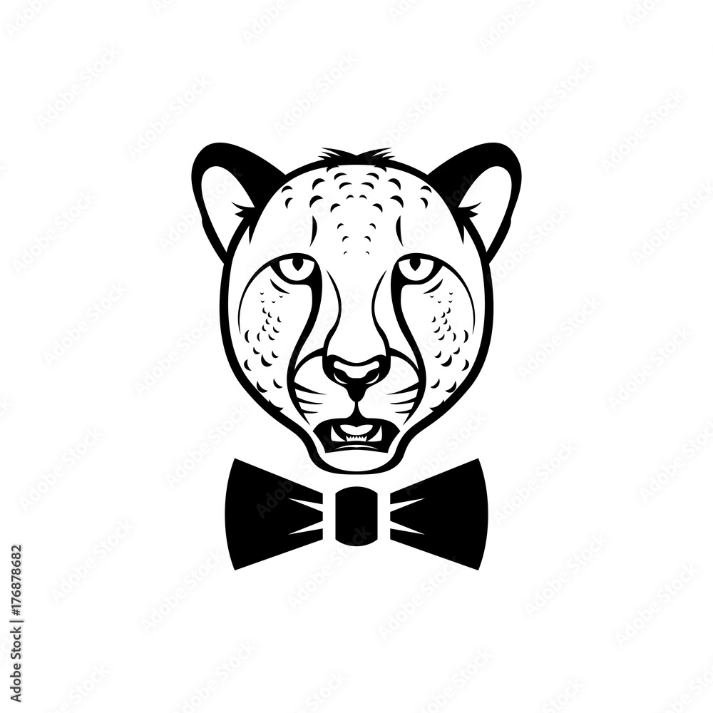 Vector cheetah head, face for retro hipster logos, emblems, badges, labels template and t-shirt vintage design element. Isolated on white background Vector cheetah head, face for retro hipster logos, emblems, badges, labels template and t-shirt vintage design element. Isolated on white background