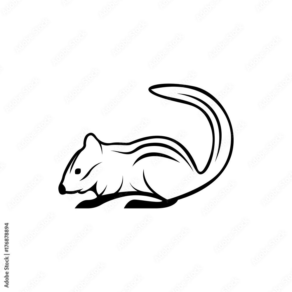 Vector chipmunk silhouette view side for retro logos, emblems, badges, labels template vintage design element. Isolated on white background Vector chipmunk silhouette view side for retro logos, emblems, badges, labels template vintage design element. Isolated on white background