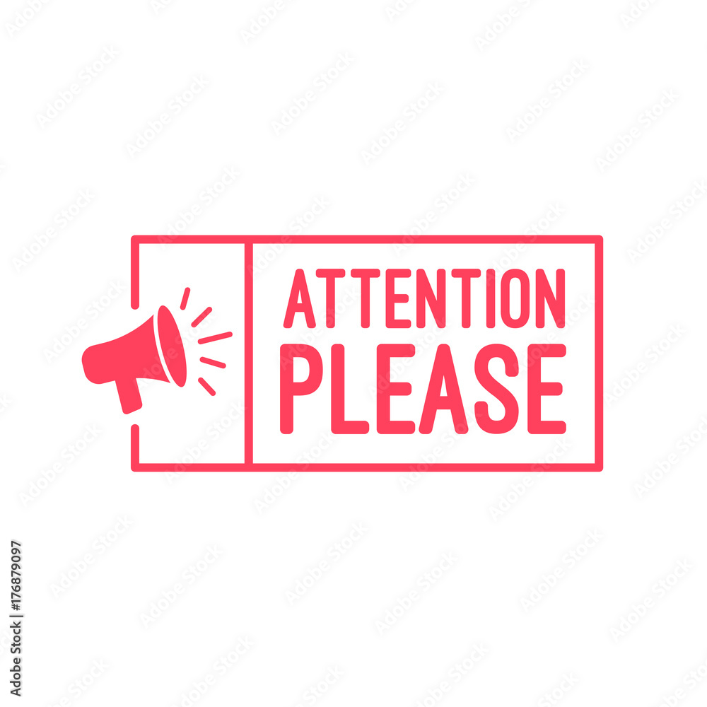 Attention Please Megaphone Label - obrazy, fototapety, plakaty 