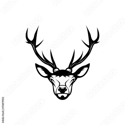 Vector deer head  face  for retro hipster logos  emblems  badges  labels template and t-shirt vintage design element. Isolated on white background