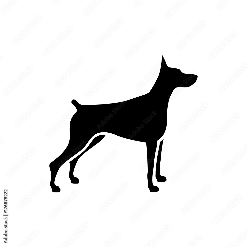 Vector dog silhouette view side for retro logos, emblems, badges, labels template vintage design element. Isolated on white background Vector dog silhouette view side for retro logos, emblems, badges, labels template vintage design element. Isolated on white background