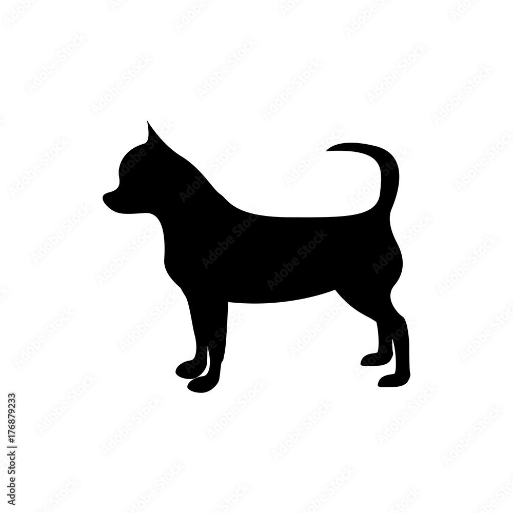 Vector dog silhouette view side for retro logos, emblems, badges, labels template vintage design element. Isolated on white background
