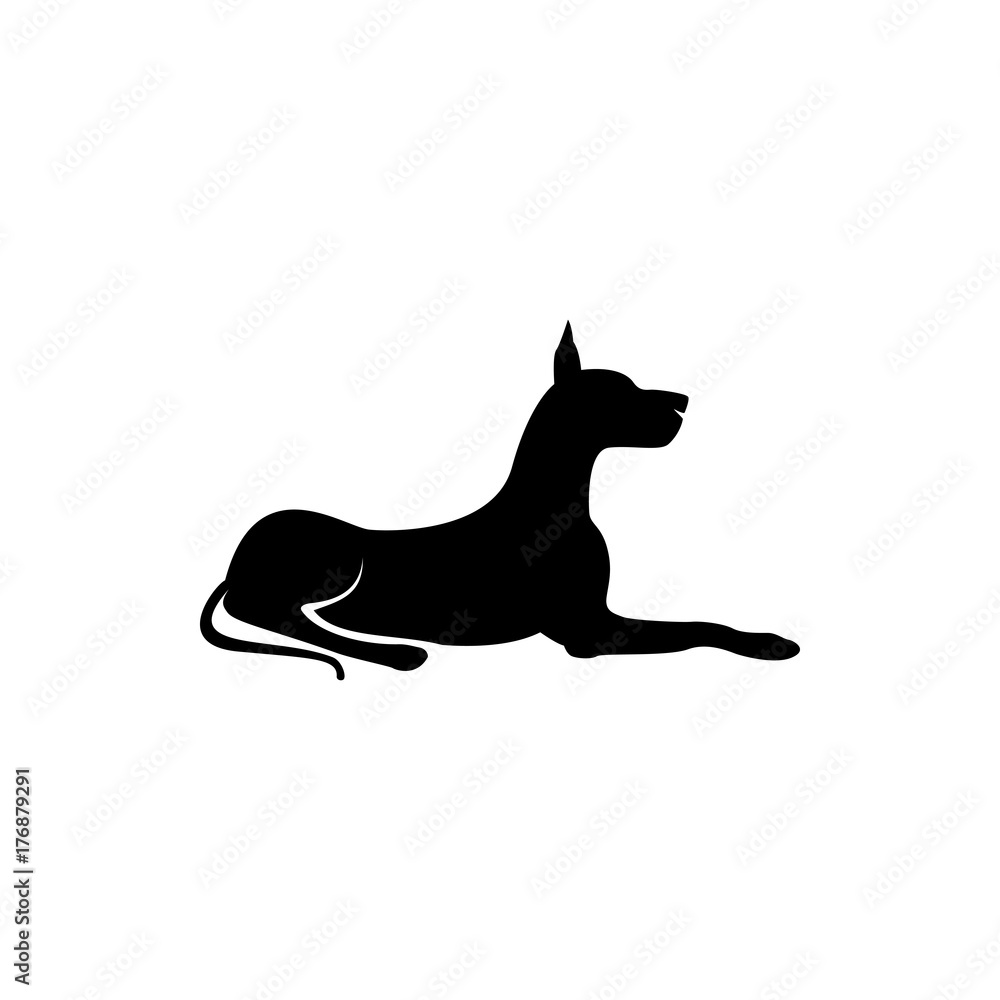 Fototapeta premium Vector dog silhouette view side for retro logos, emblems, badges, labels template vintage design element. Isolated on white background