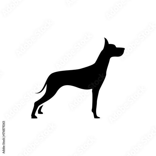 Vector dog silhouette view side for retro logos  emblems  badges  labels template vintage design element. Isolated on white background