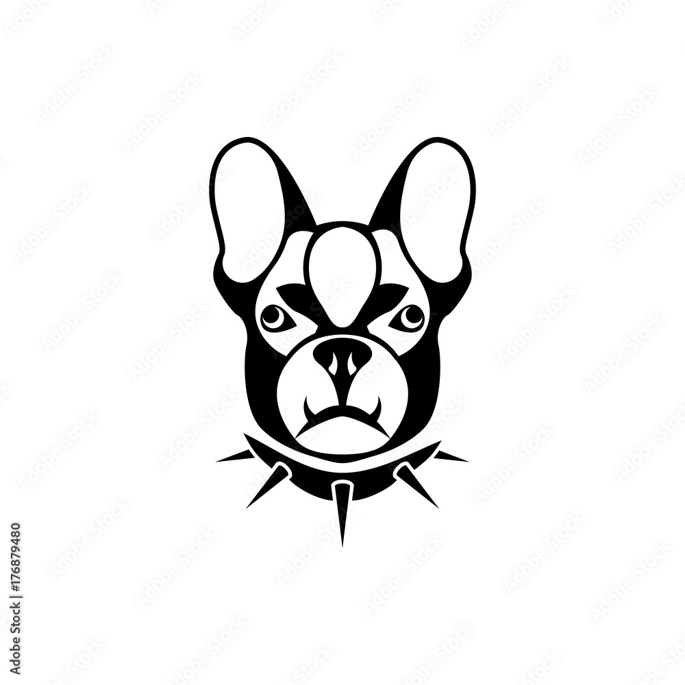 Vector dog head, face  for retro hipster logos, emblems, badges, labels template and t-shirt vintage design element. Isolated on white background