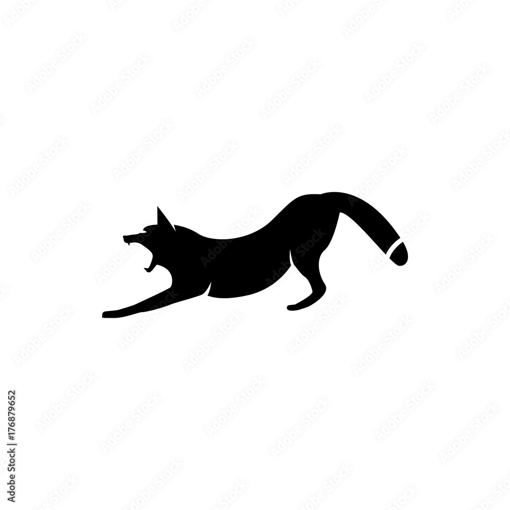 Vector fox silhouette view side for retro logos, emblems, badges, labels template vintage design element. Isolated on white background