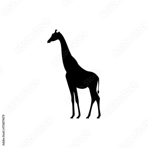 Vector giraffe silhouette view side for retro logos  emblems  badges  labels template vintage design element. Isolated on white background