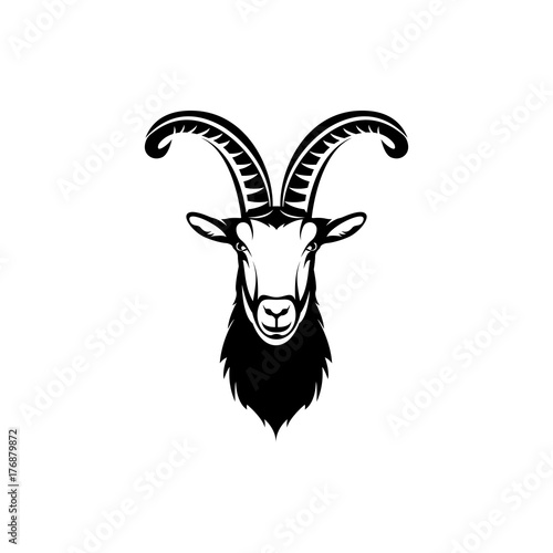 Vector goat head, face  for retro hipster logos, emblems, badges, labels template and t-shirt vintage design element. Isolated on white background