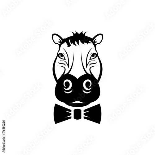 Vector hippo head  face  for retro hipster logos  emblems  badges  labels template and t-shirt vintage design element. Isolated on white background