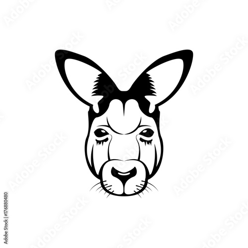 Vector kangaroo head, face  for retro hipster logos, emblems, badges, labels template and t-shirt vintage design element. Isolated on white background